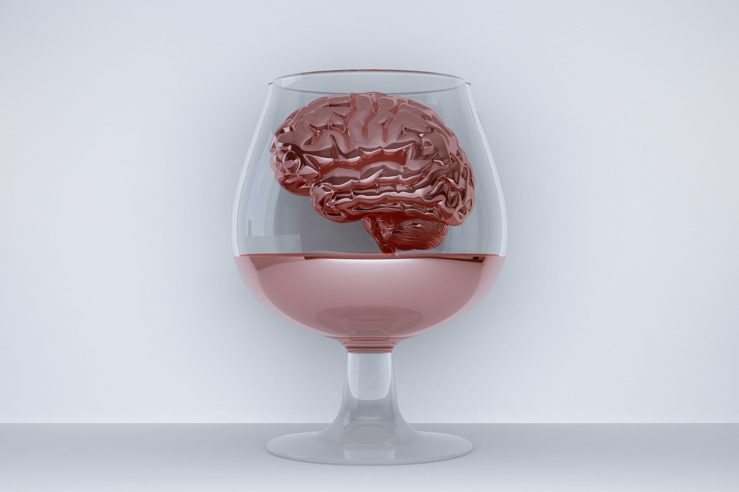 glass of wine with brain