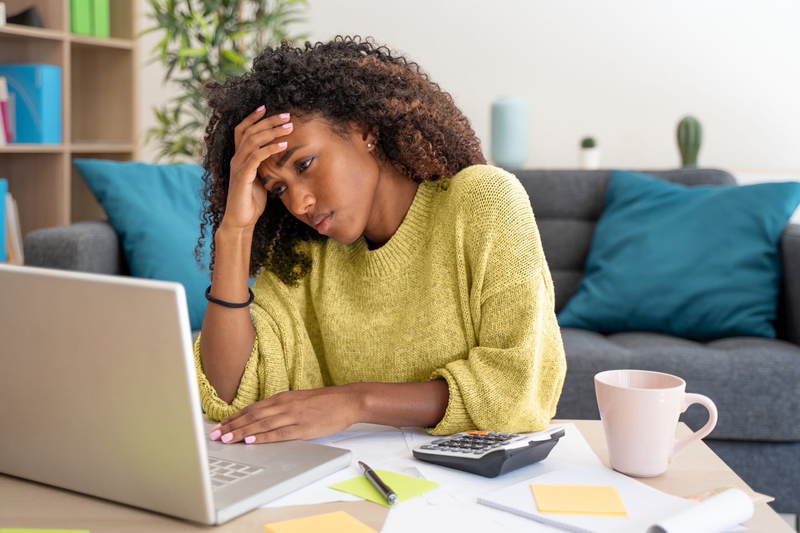 young woman working agitated frustrated