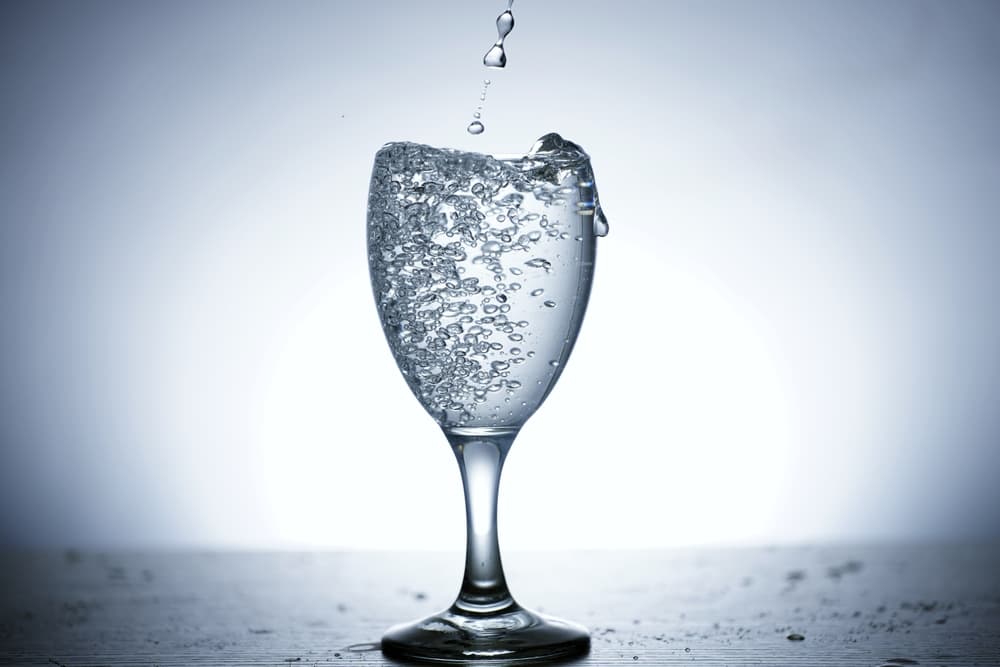 water in wine glass