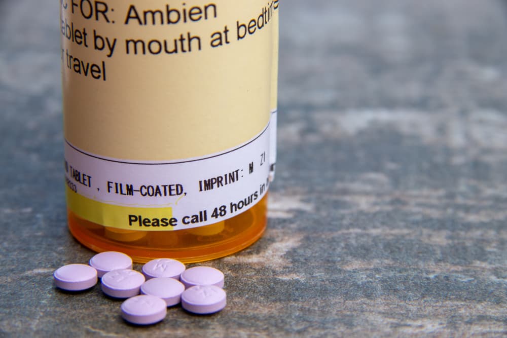 ambien pills and rx bottle