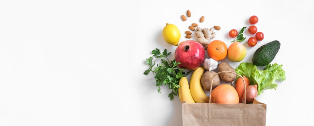 healthy foods in brown bag