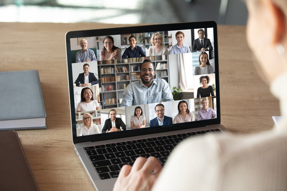 woman on zoom meeting support group