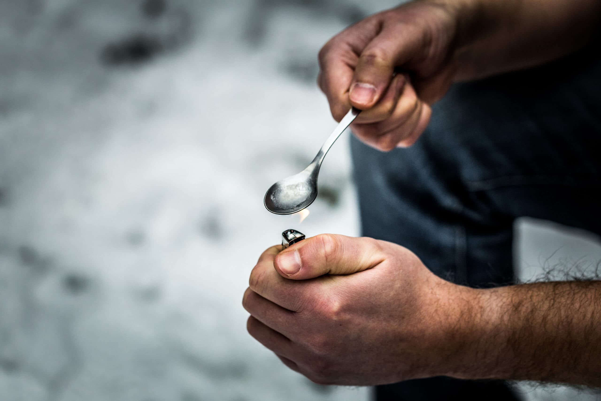 heroin addict spoon lighter