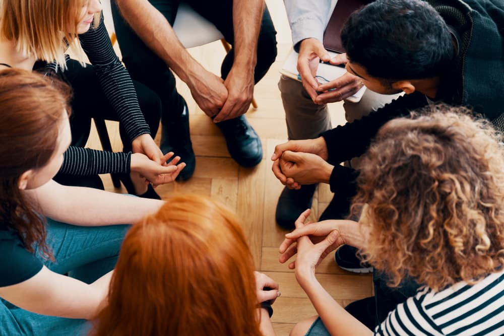 group of people at drug rehab