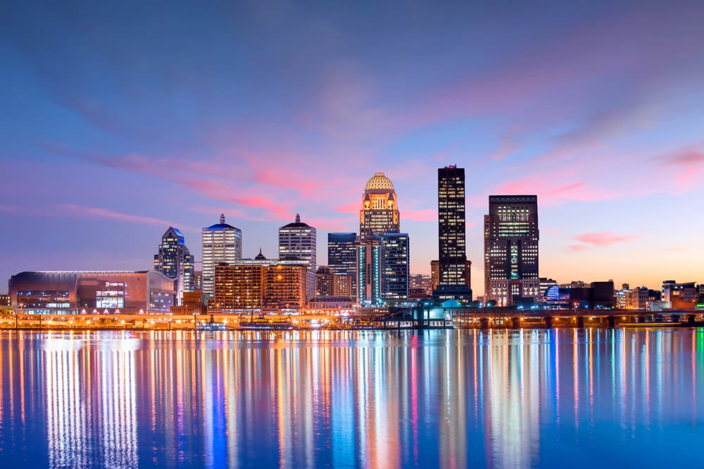 View of Skyline downtown Louisville in Kentucky