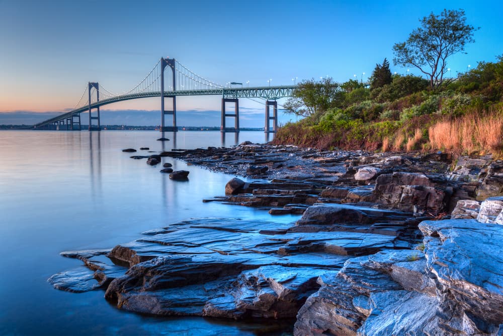 Newport Bridge Sunrise view in Rhode island