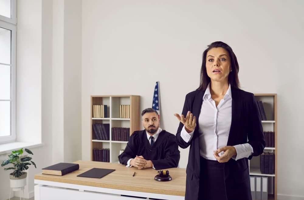 Attorney pleading in court