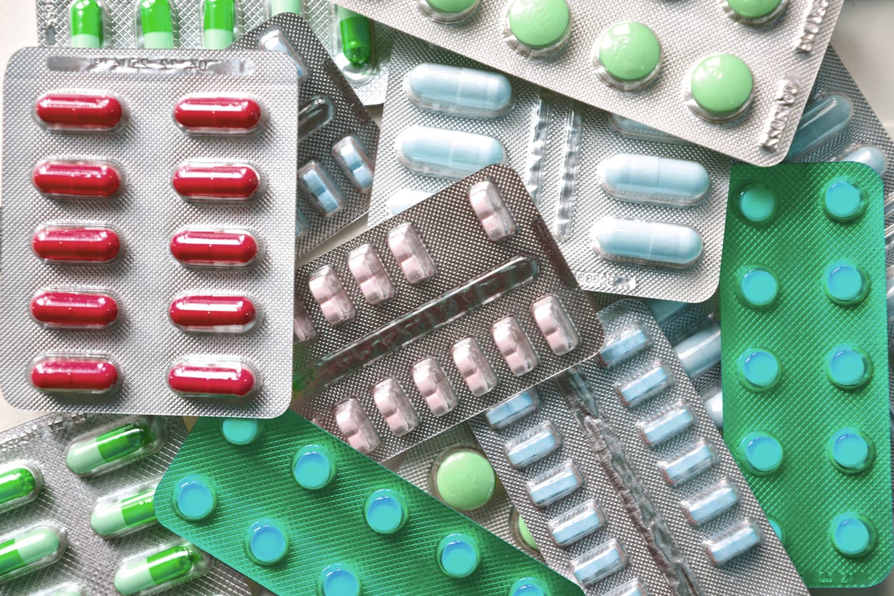 multiple different pills in packs