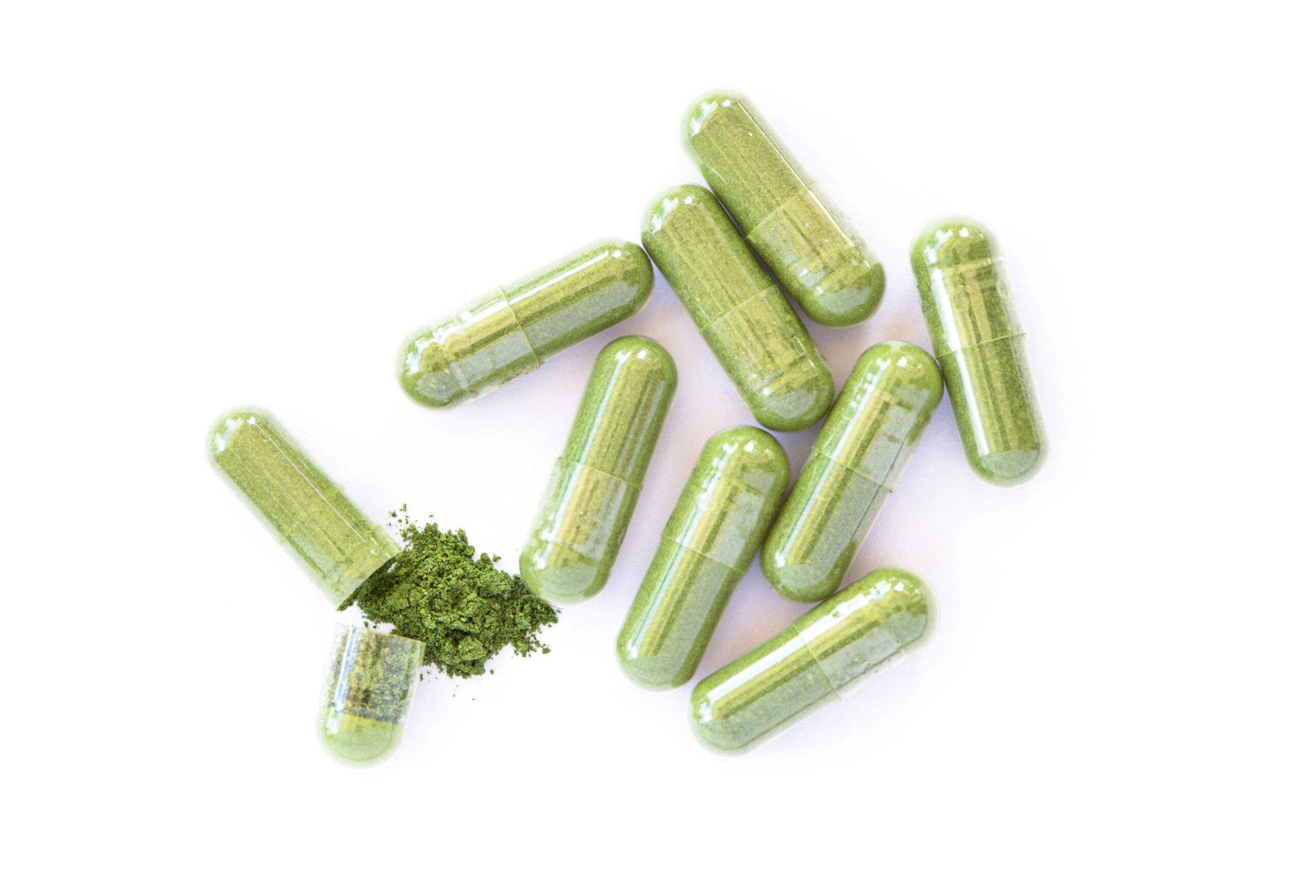 Green herbal powder capsule