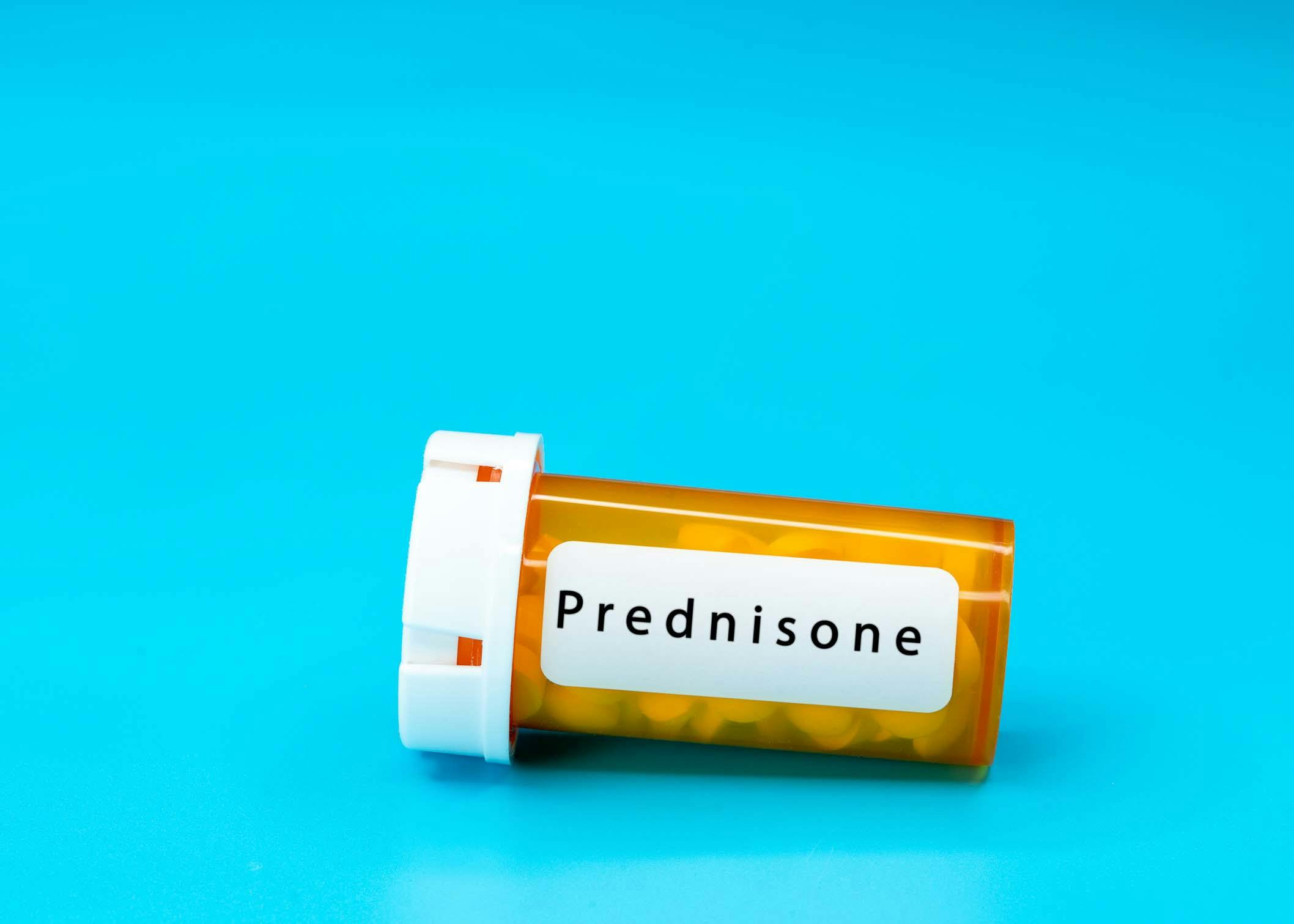 prescription bottle of prednisone pills