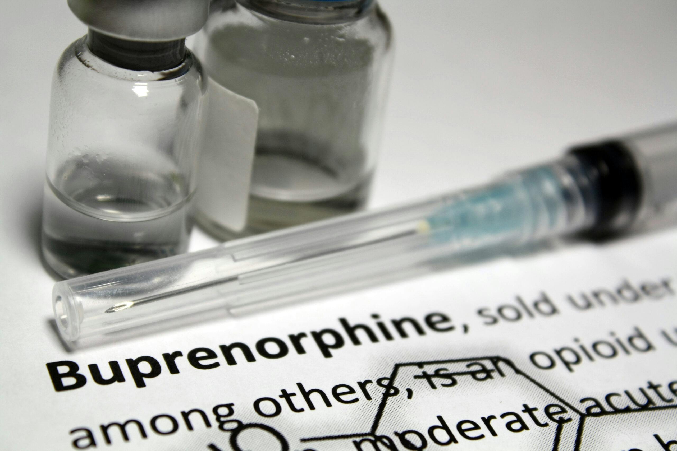 Buprenorphine opioid bottle liquid needle