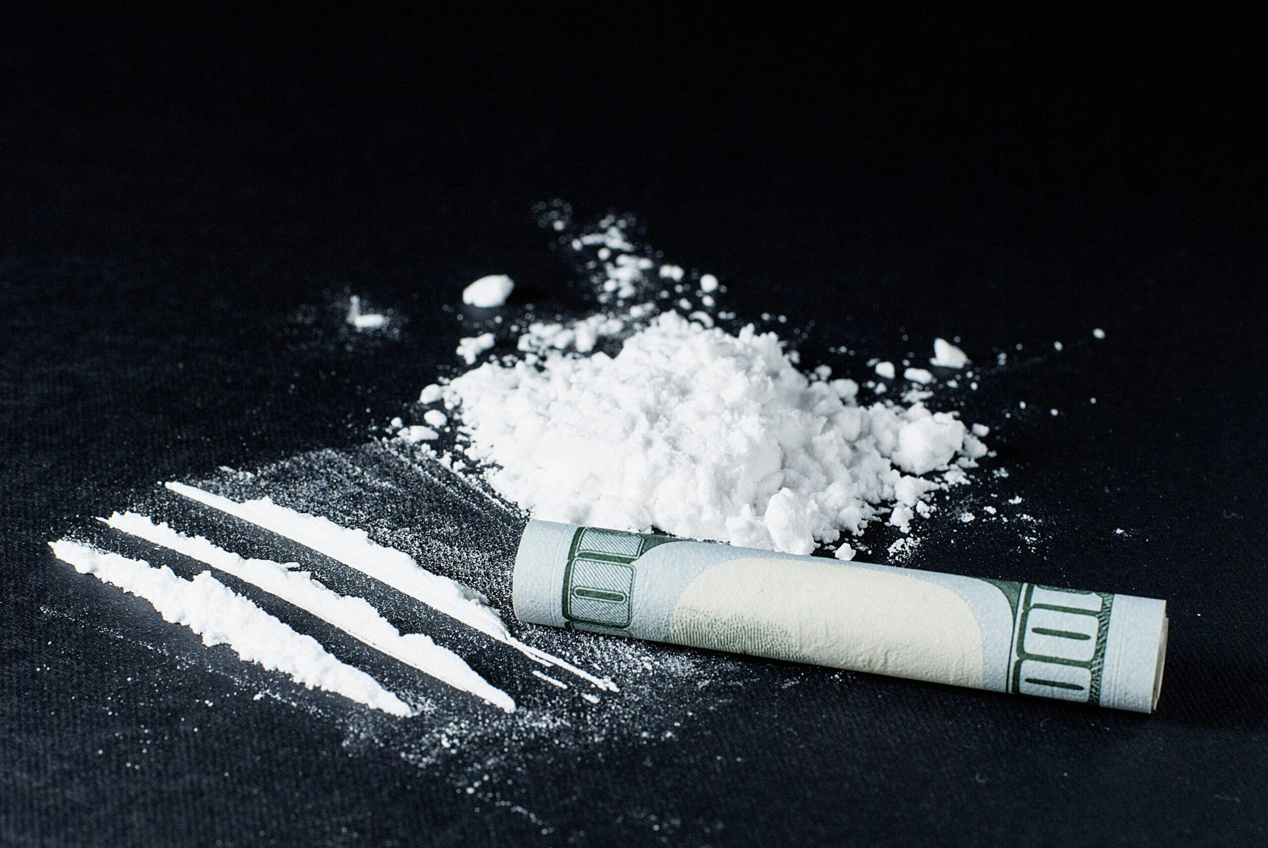 cocaine lines and money