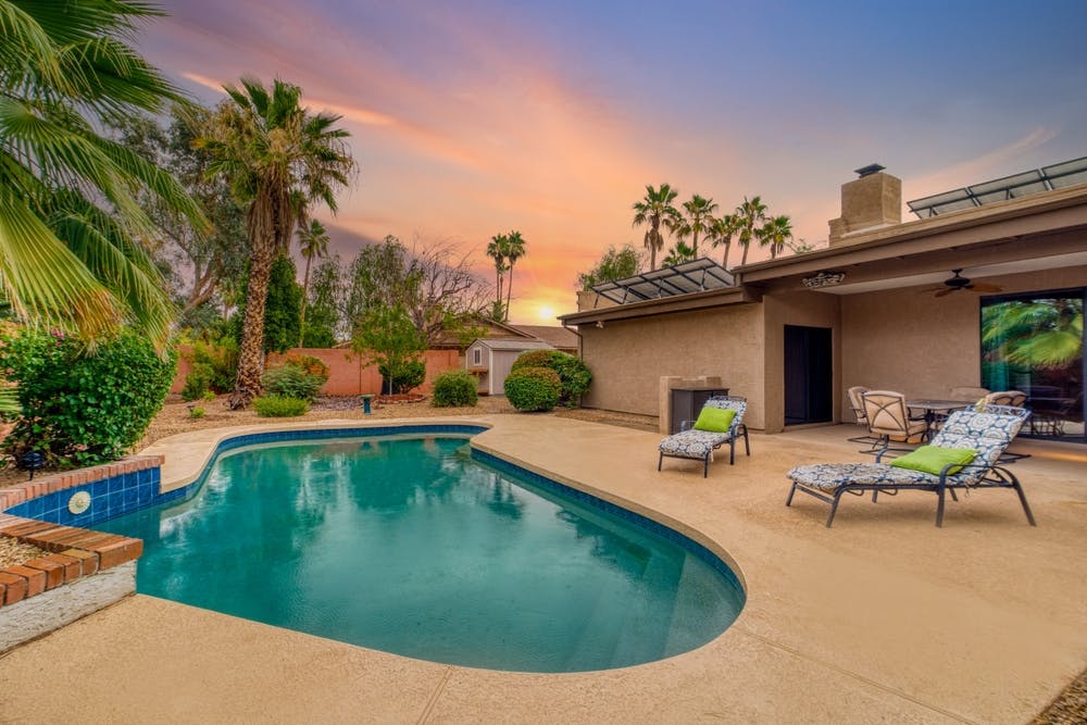 luxury rehab with pool and sunset