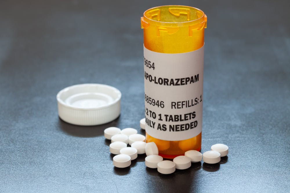 lorazepam pills and rx bottle