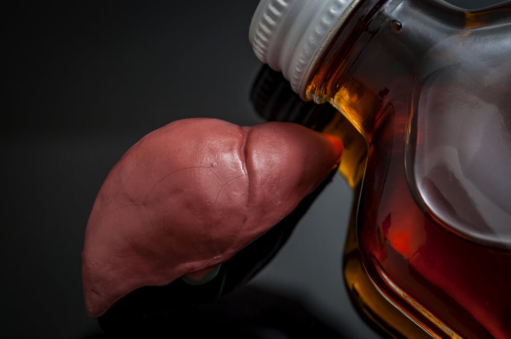 liver and alcohol bottle