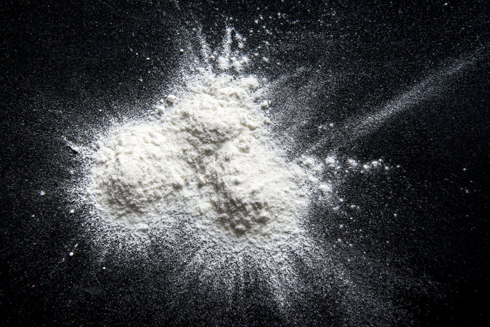 piles of white cocaine