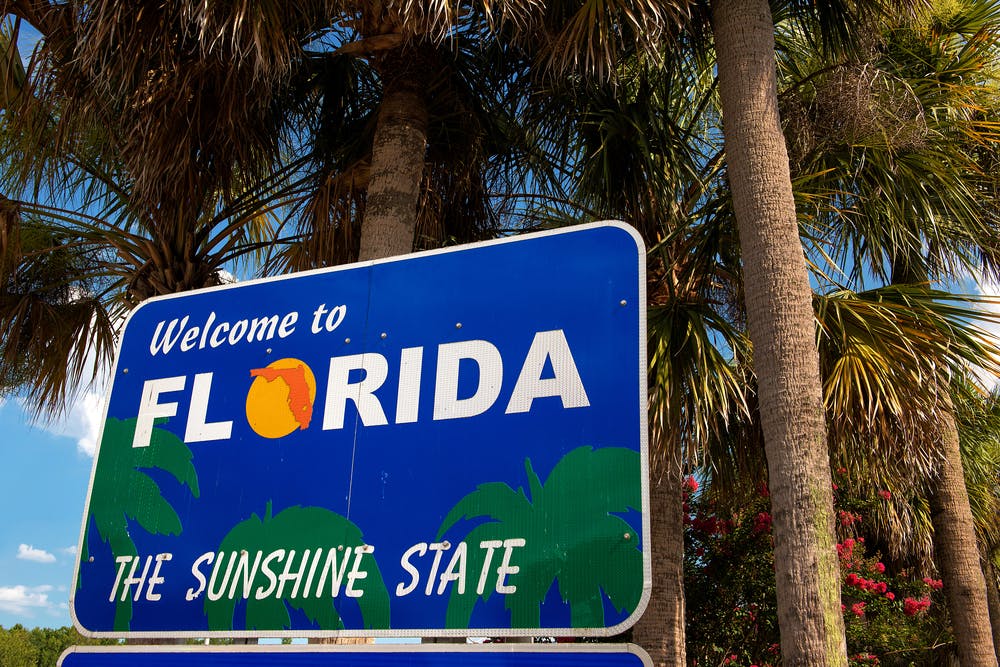 welcome to florida sunshine state sign