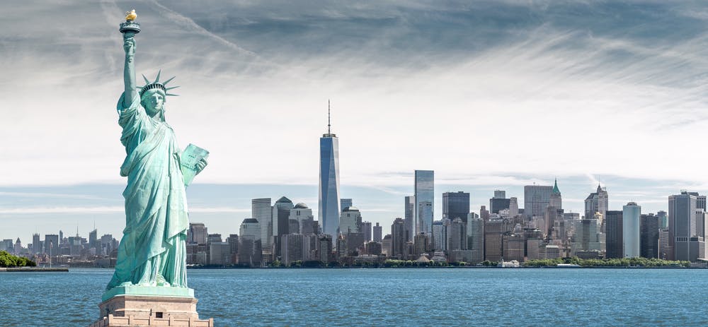 The Statue of Liberty with Cityview in New York