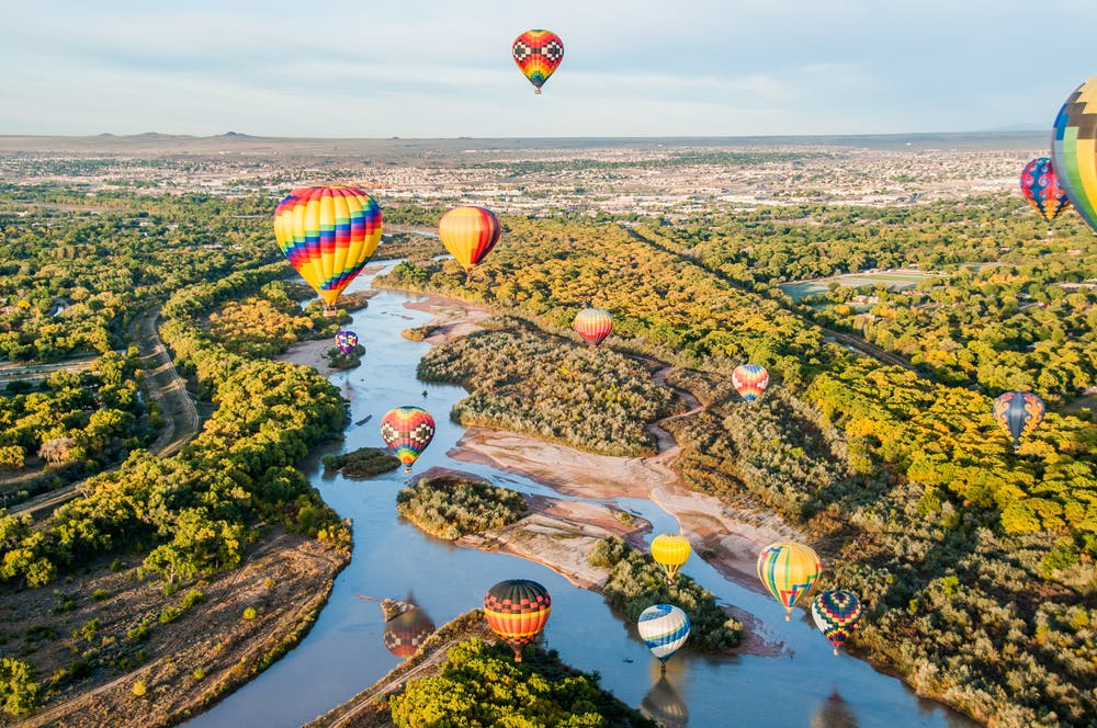 Balloons over the Rio Grande in New Mexico