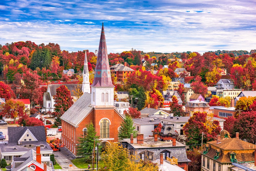 Vermont town skyline